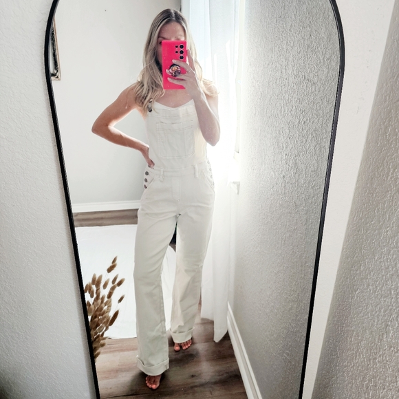 Judy Blue Garment Dyed Straight Leg Cuffed Hem Overalls Jumper Size Small New - Picture 12 of 14